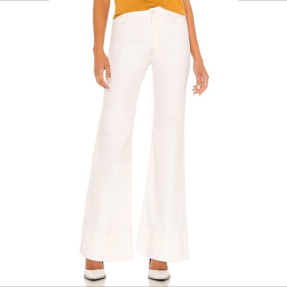7FAMK Modern Dojo trouser flare jeans cream pants Sunset Boulevard women new 26 - Picture 1 of 6